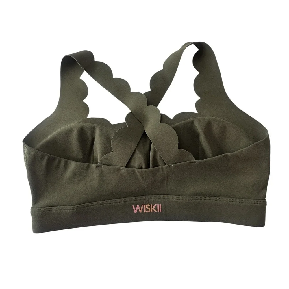 Wiskii Sports Bra Top Women's Large Green Athleisure Workout Stretch Gym - Picture 3 of 7